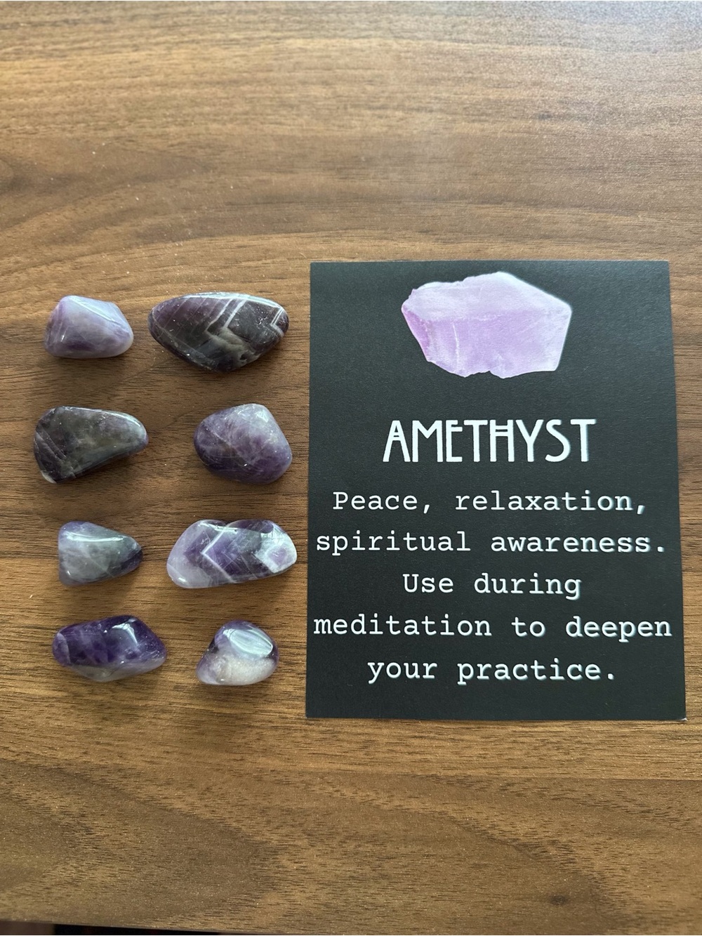 8 pcs Amethyst Tumbled Stones Set - Purple Crystal Healing